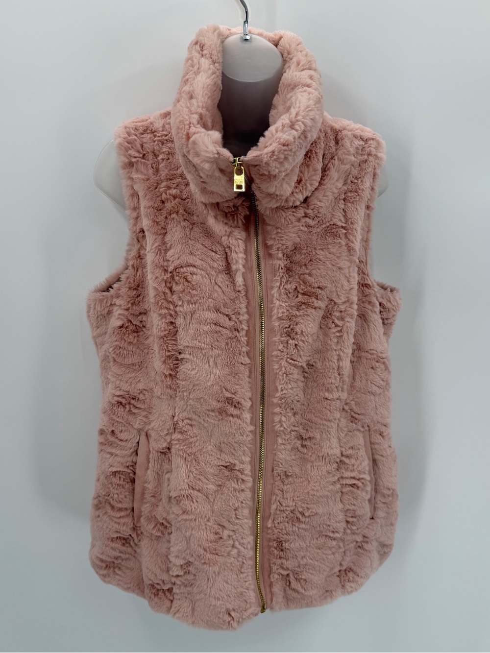 Marc New York Vest Women’s M Pink Faux Fur Zip Andrew Marc Plush Layering READ